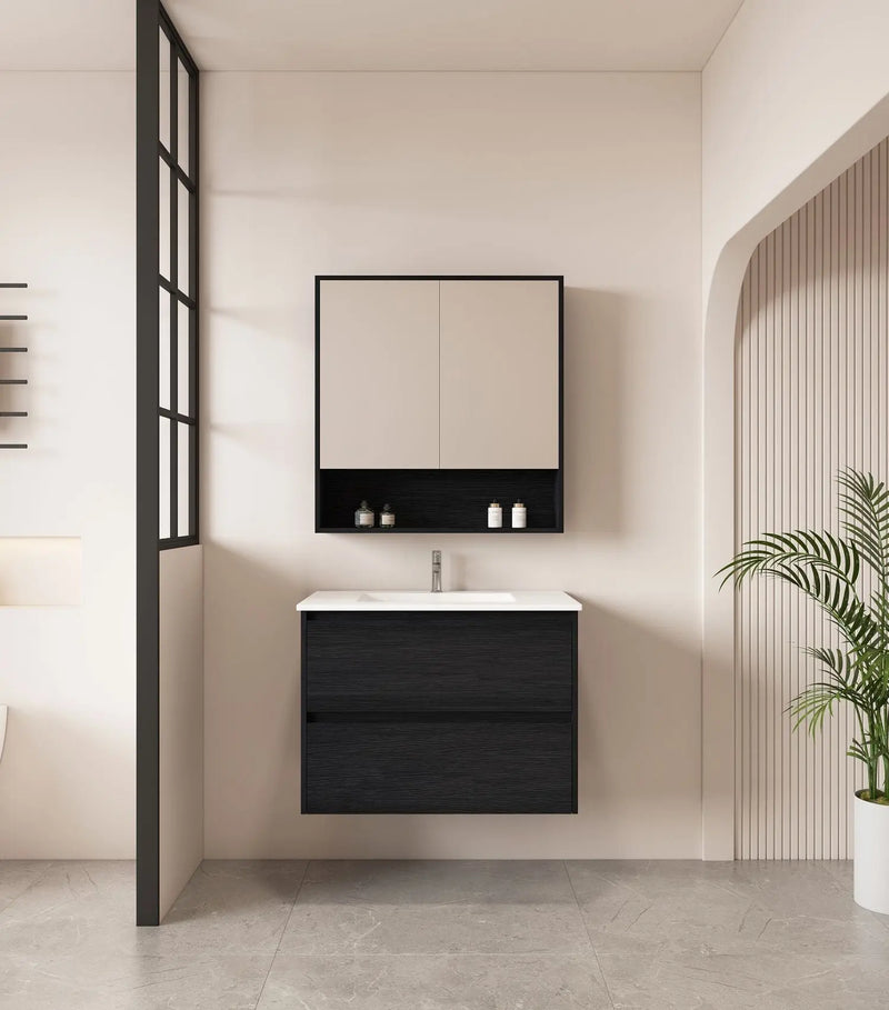 HERA 750mm Wall-Hung Vanity - Black Oak mercioaustralia