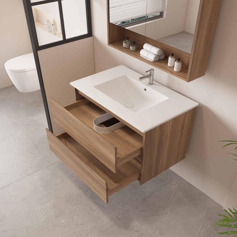 HERA 750mm Wall-Hung Vanity - Elegant  Oak mercioaustralia