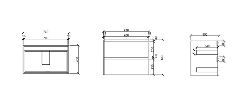 HERA 750mm Wall-Hung Vanity - Elegant  Oak mercioaustralia