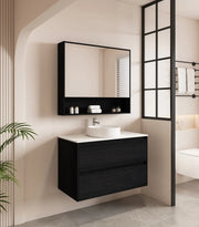 HERA 900mm Wall-Hung Vanity - Black Oak mercioaustralia