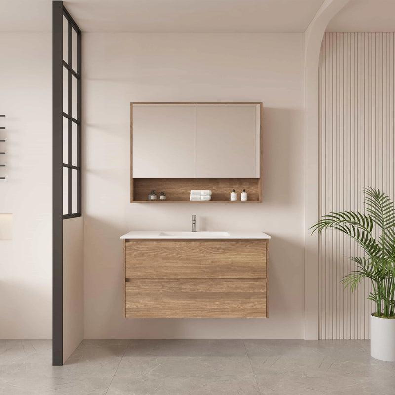 HERA 900mm Wall-Hung Vanity - Elegant  Oak mercioaustralia