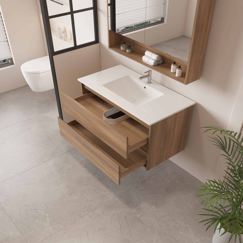HERA 900mm Wall-Hung Vanity - Elegant  Oak mercioaustralia