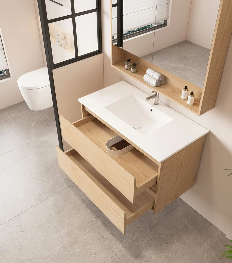 HERA 900mm Wall-Hung Vanity - Tas Oak mercioaustralia