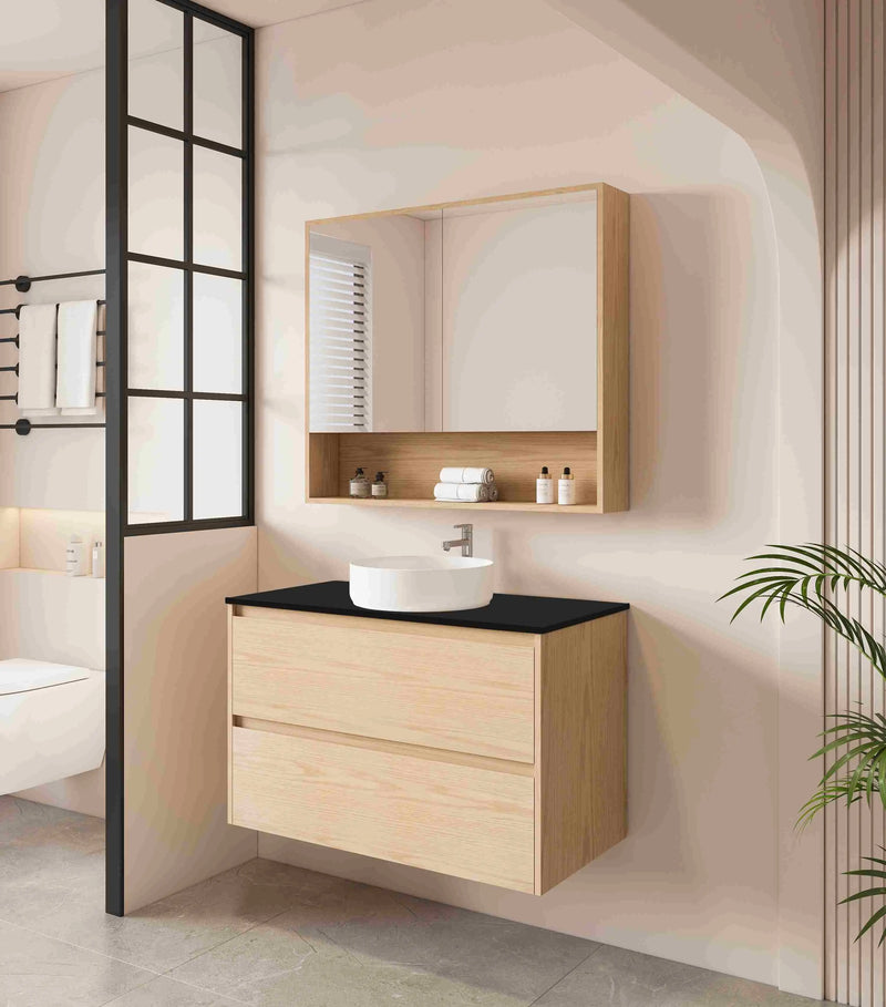 HERA 900mm Wall-Hung Vanity - Tas Oak mercioaustralia