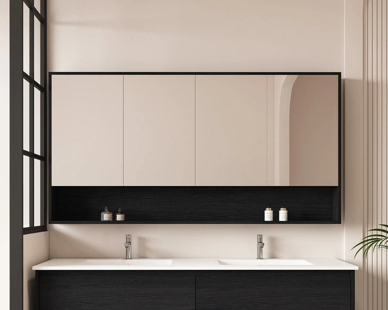 HERA 1500mm Shaving Cabinet - Black Oak mercioaustralia