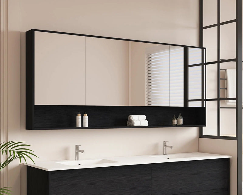HERA 1800mm Shaving Cabinet - Black Oak mercioaustralia