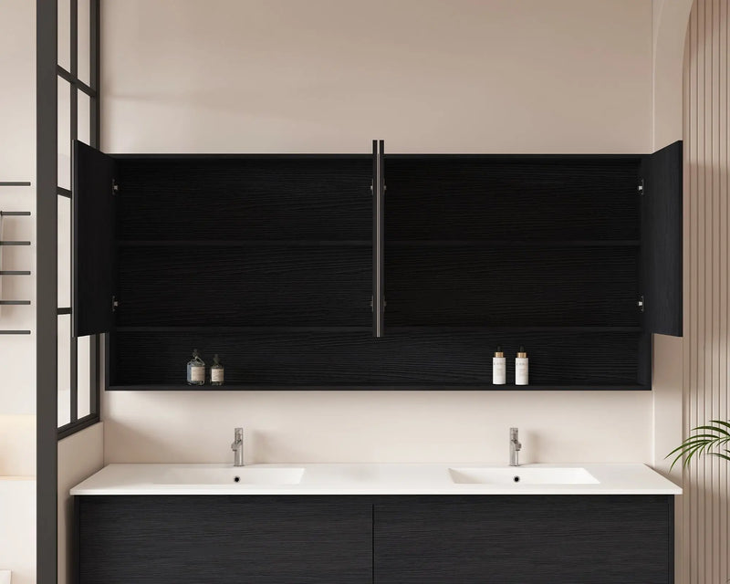 HERA 1800mm Shaving Cabinet - Black Oak mercioaustralia