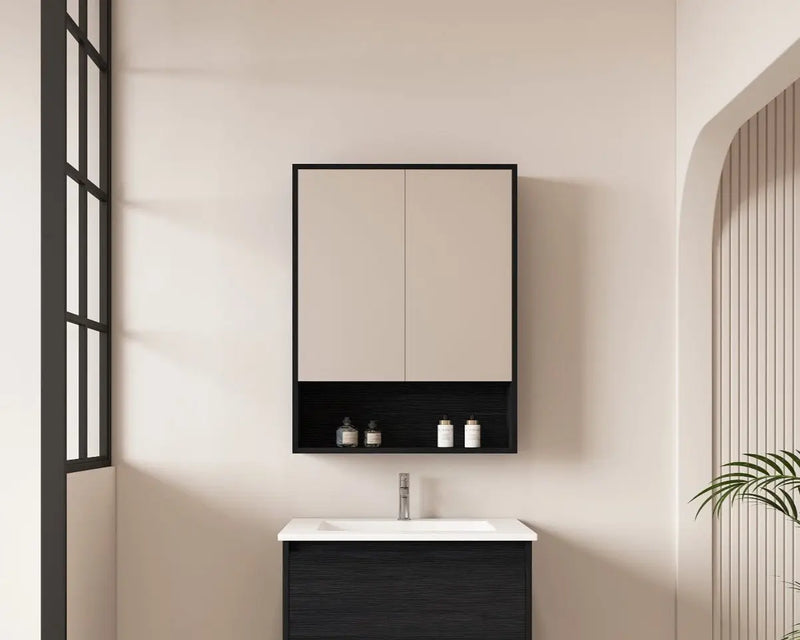 HERA 600mm Shaving Cabinet - Black Oak mercioaustralia