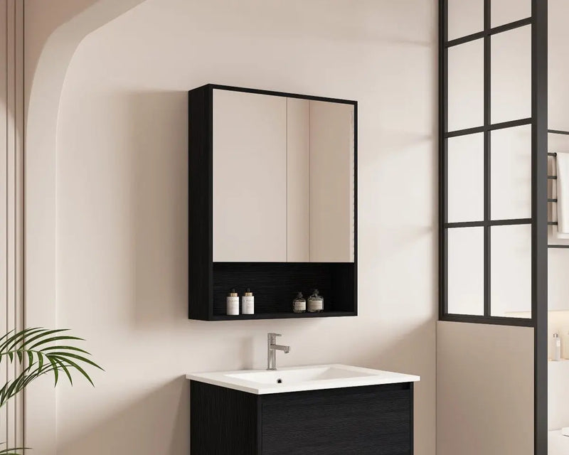 HERA 600mm Shaving Cabinet - Black Oak mercioaustralia