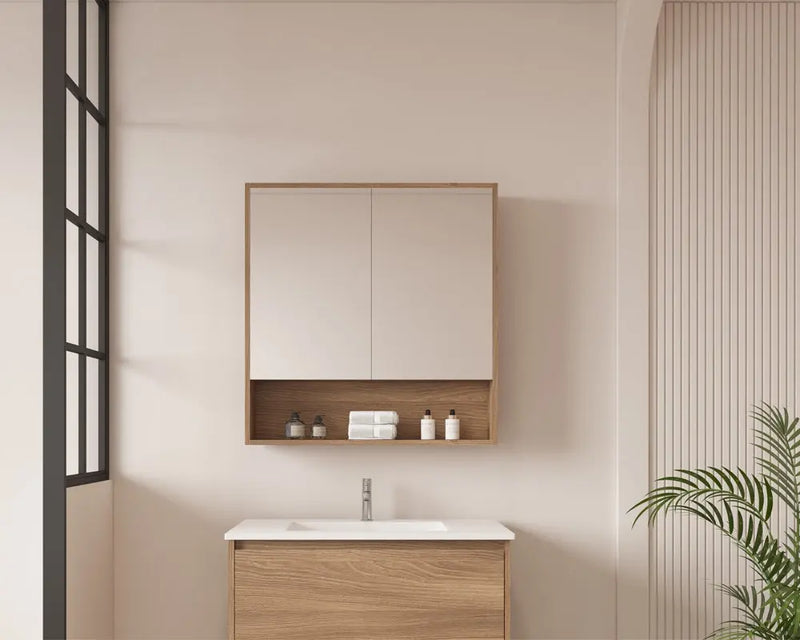 HERA 750mm Shaving Cabinet - Elegant Oak mercioaustralia