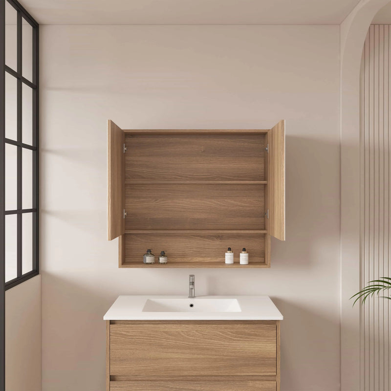 HERA 750mm Shaving Cabinet - Elegant Oak mercioaustralia