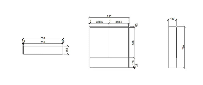 HERA 750mm Shaving Cabinet - Tas Oak - FIL Kitchen Bathroom