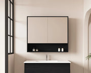 HERA 900mm Shaving Cabinet - Black Oak - FIL Kitchen Bathroom