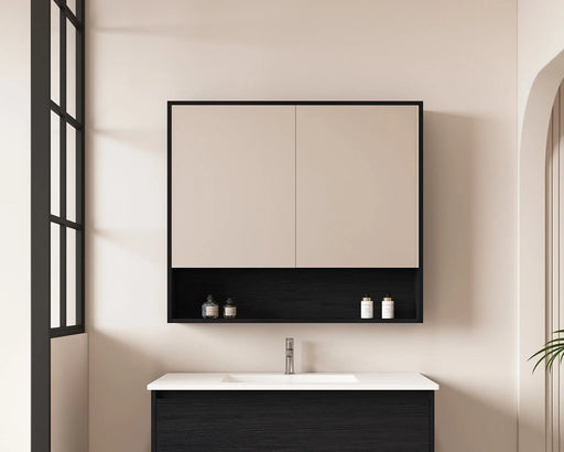 HERA 900mm Shaving Cabinet - Black Oak - FIL Kitchen Bathroom