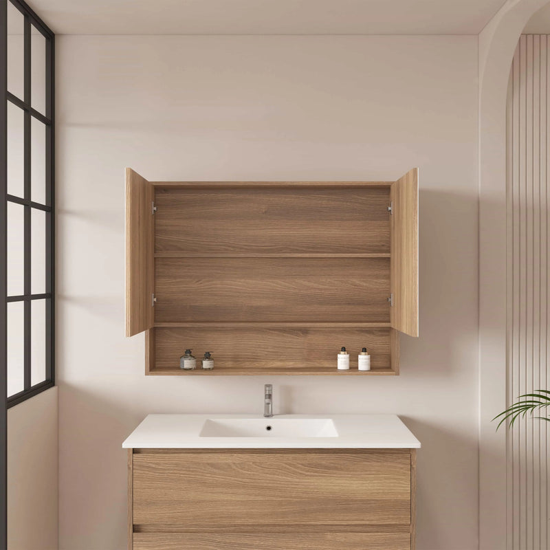 HERA 900mm Shaving Cabinet - Elegant Oak mercioaustralia