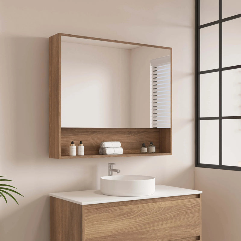 HERA 900mm Shaving Cabinet - Elegant Oak mercioaustralia