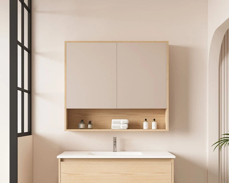 HERA 900mm Shaving Cabinet - Tas Oak mercioaustralia