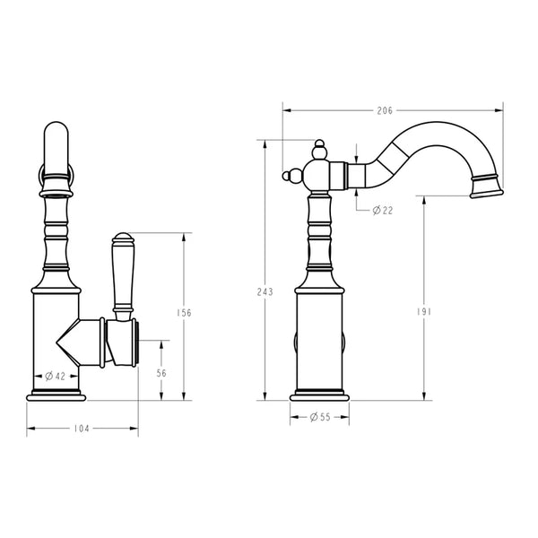 Clasico Basin Mixer Ceramic Handle Chrome