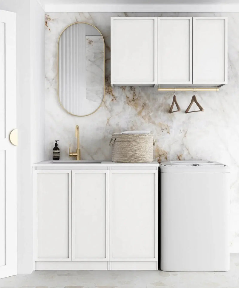 Hampshire Matte White Wall Laundry Cabinet 415mm otti