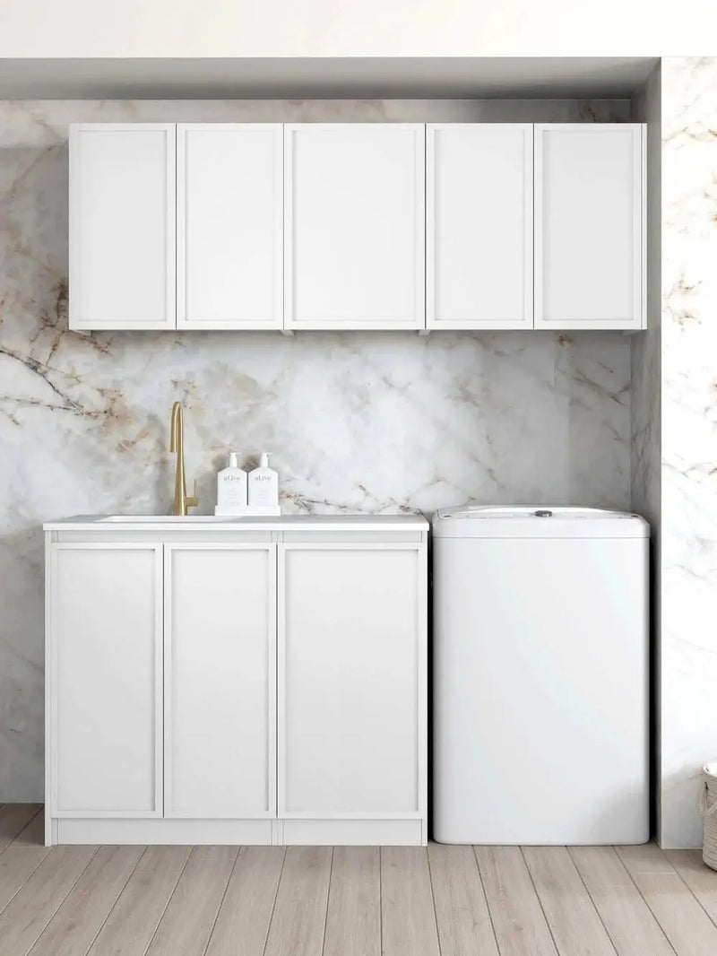 Hampshire Matte White Wall Laundry Cabinet 415mm otti