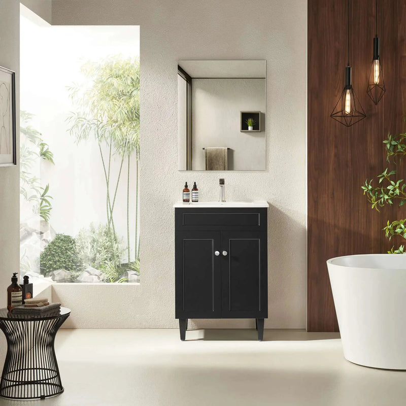 Harrington Floor Standing Vanity PVC Matte Black 600mm/750mm/900mm CETO
