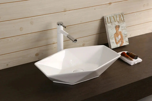 Above Counter Ceramic Basin Special Shape Gloss White 565x 365x 125mm - FIL Kitchen Bathroom