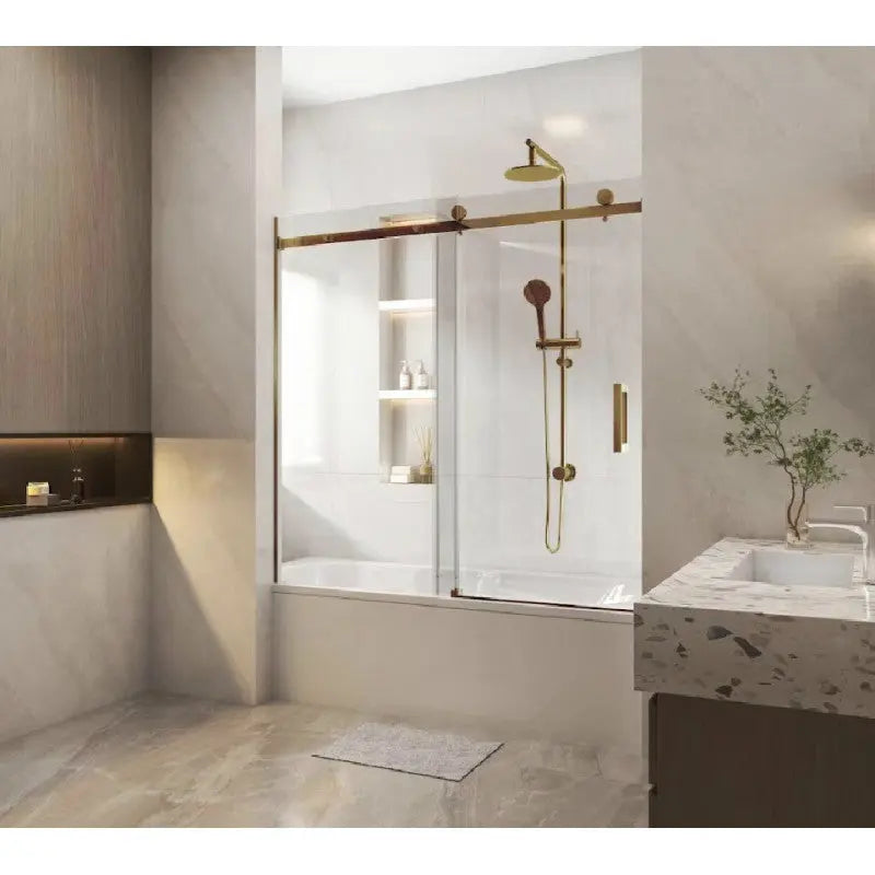FRAMELESS SLIDING OVER BATHTUB Chrome/Black/Brushed Nickel/Gun Metal/Brushed Gold FIL Kitchen Bathroom