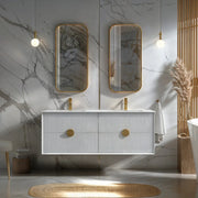 Kingo Fluted Wall Hung Vanity Matte White 1200mm/1500mm - FIL Kitchen Bathroom