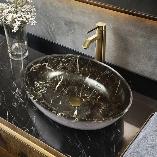 Above Counter Natural Stone Basin Antique Brown Marble 510x380x150mm - FIL Kitchen Bathroom