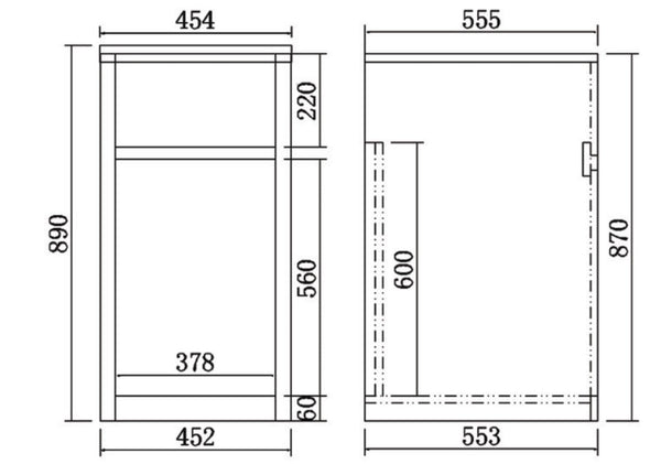 LAUNDRY CABINET AND TUB 454MM WHITE