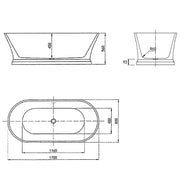 Hampton Freestanding Bathtub OF Gloss White 1500mm/1700mm - FIL Kitchen Bathroom