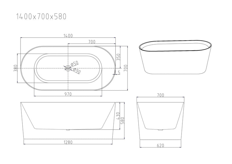 ISEO Freestanding Bathtub - Gloss White mercioaustralia