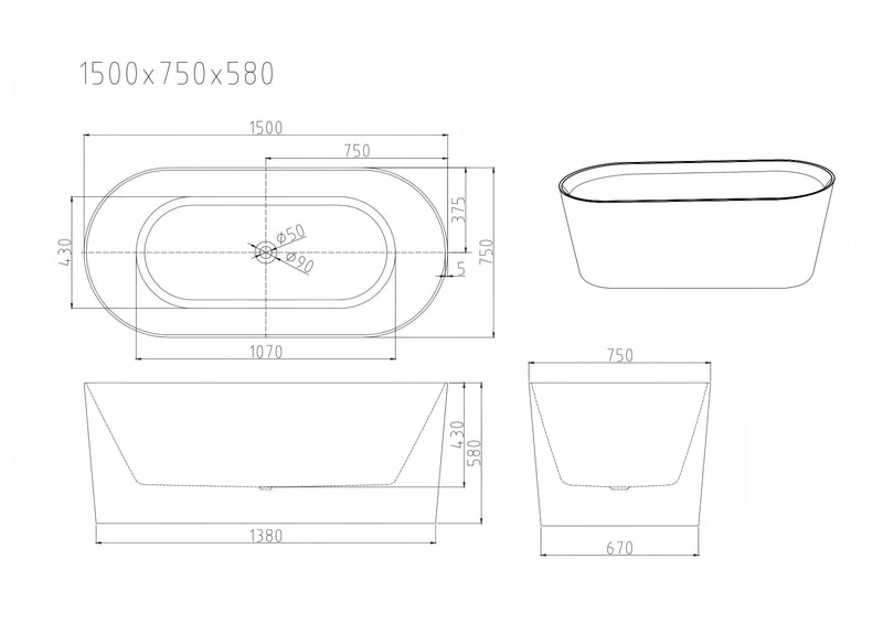 ISEO Freestanding Bathtub - Gloss White mercioaustralia