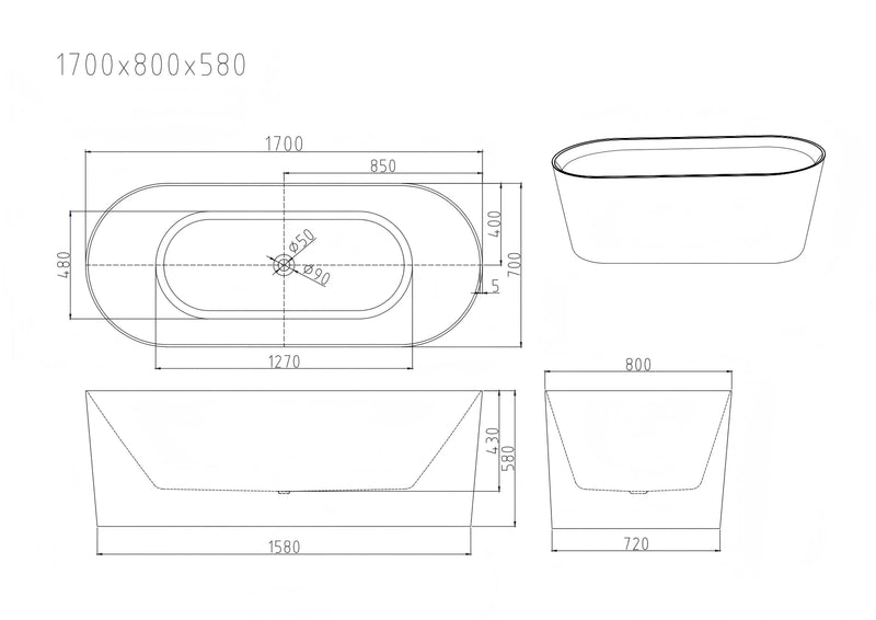 ISEO Freestanding Bathtub - Gloss White mercioaustralia