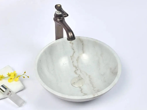 Above Counter Natural Stone Basin White Marble 420x 420x 140mm - FIL Kitchen Bathroom