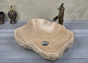 Above Counter Natural Stone Raw Edge Basin Beige Speckle 500x 380x 150mm - FIL Kitchen Bathroom
