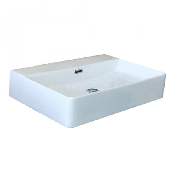 SQUARE NO TAP HOLE WALL HUNG BASIN WHITE 600MM