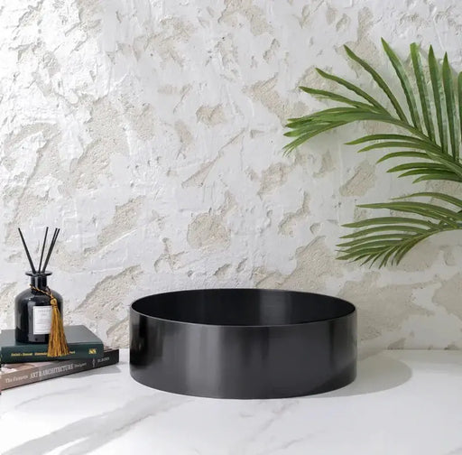 HANDMADE BASIN Above Counter Stainless Steel Basin Gun Metal 380X380X110mm - FIL Kitchen Bathroom