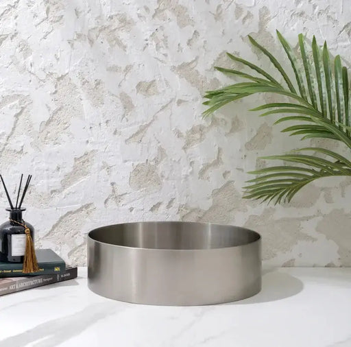 HANDMADE BASIN Above Counter Stainless Steel Basin Brushed Nickel 380X380X110mm - FIL Kitchen Bathroom
