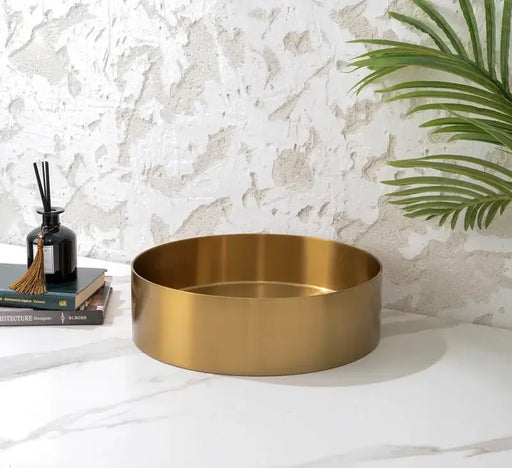 HANDMADE BASIN Above Counter Stainless Steel Basin Brushed Gold 380X380X110mm - FIL Kitchen Bathroom