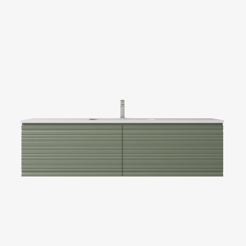 Sedona Olive Green Fluted Wall Hung PVC Cabinet LK-MS1521W-OG