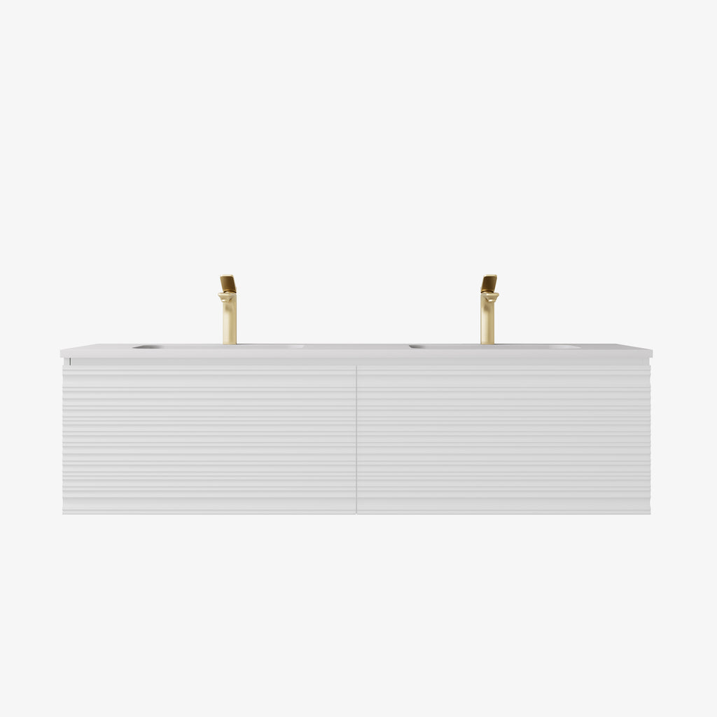 Sedona Matte White Fluted Wall Hung PVC Vanity 600mm/750mm/900mm/1200mm/1500mm