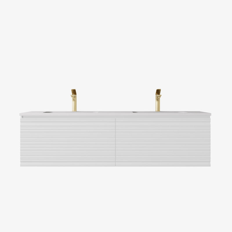 Sedona Matte White Fluted Wall Hung PVC Cabinet LK-MS1521W-MW