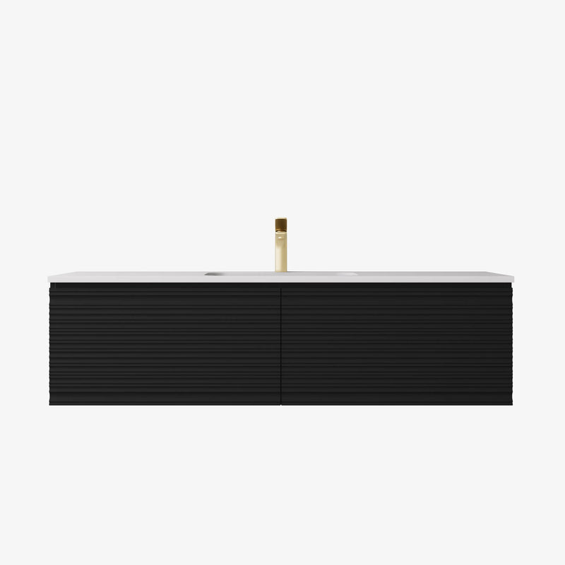 Sedona Matte Black Fluted Wall Hung PVC Cabinet LK-MS1521W-MB