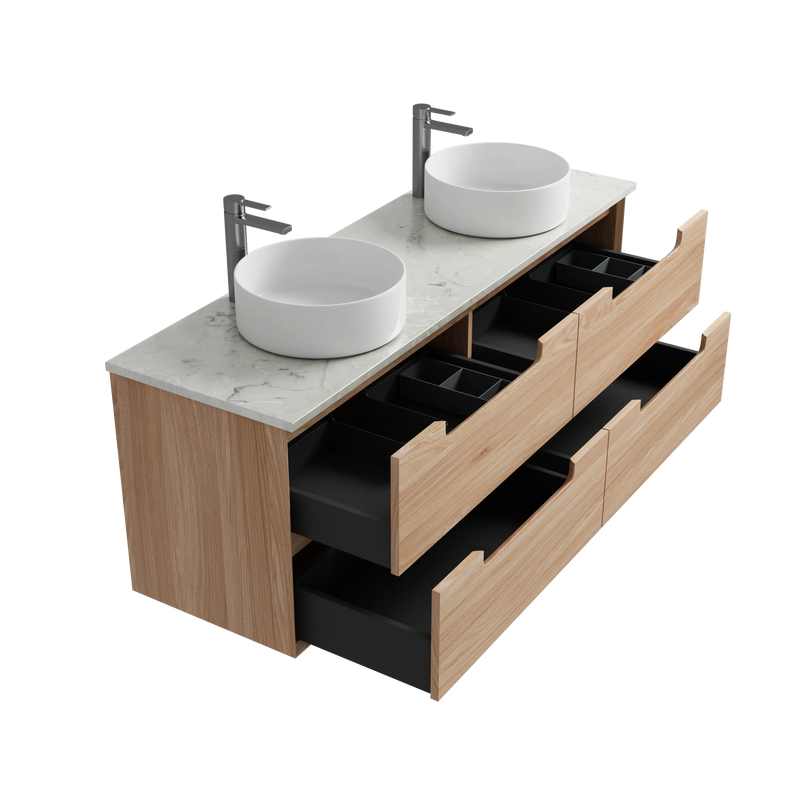 AINSLEY Wall Hung Vanity Natural Oak 600mm/750mm/900mm/1200mm/1500mm - FIL Kitchen Bathroom