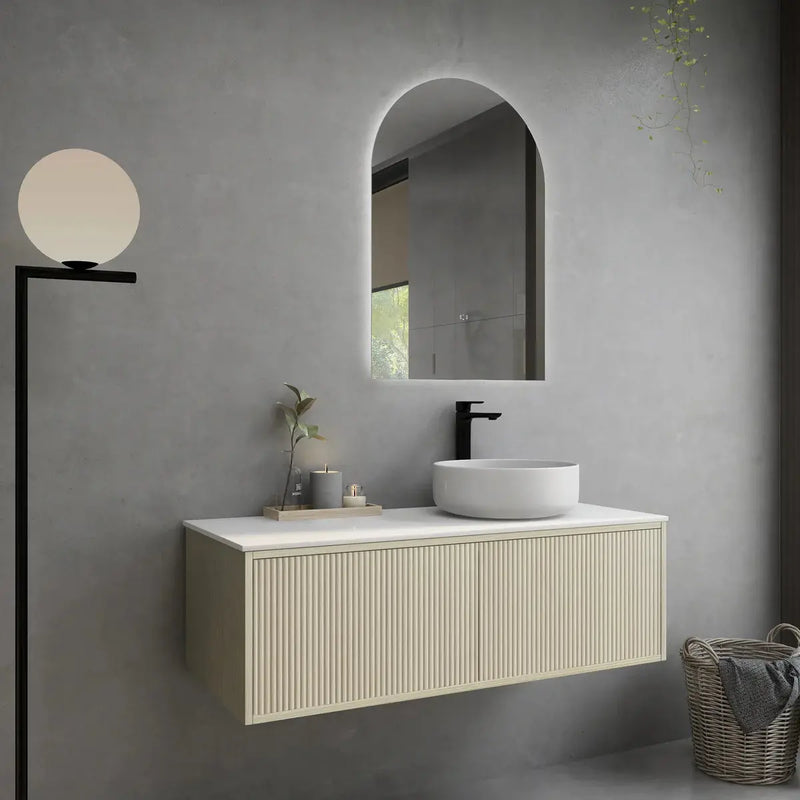 BELLEVUE COASTAL WALL HUNG VANITY OAK 900MM/1200MM FIL Kitchen Bathroom