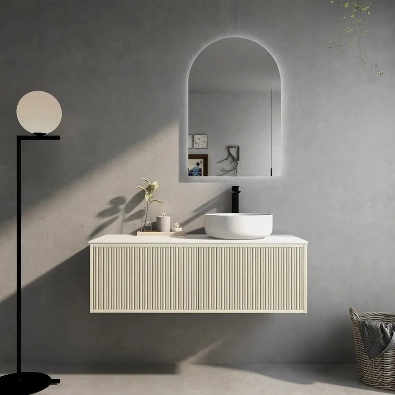 BELLEVUE COASTAL WALL HUNG VANITY OAK 900MM/1200MM FIL Kitchen Bathroom