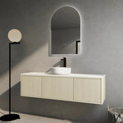 Slim Wall Hung Vanity Coastal Oak 600mm/750mm/1500mm (390mmDEEPTH ) CETO
