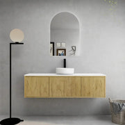 Slim Wall Hung Vanity Coastal Oak 600mm/750mm/1500mm (390mmDEEPTH ) CETO
