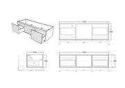 BELLEVUE COASTAL OAK WALL HUNG VANITY 1500MM CETO